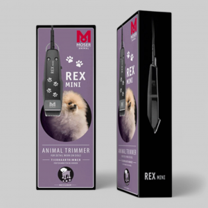 Машинка "Moser - Rex Mini" - окантовочная, супер-маленькая, универсальная насадка, сеть 5W. (серо\чёрная с принтом лапок)