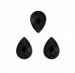 Стразы "листики", цвет "черный", 24 шт., разм.1,6х3,2 мм