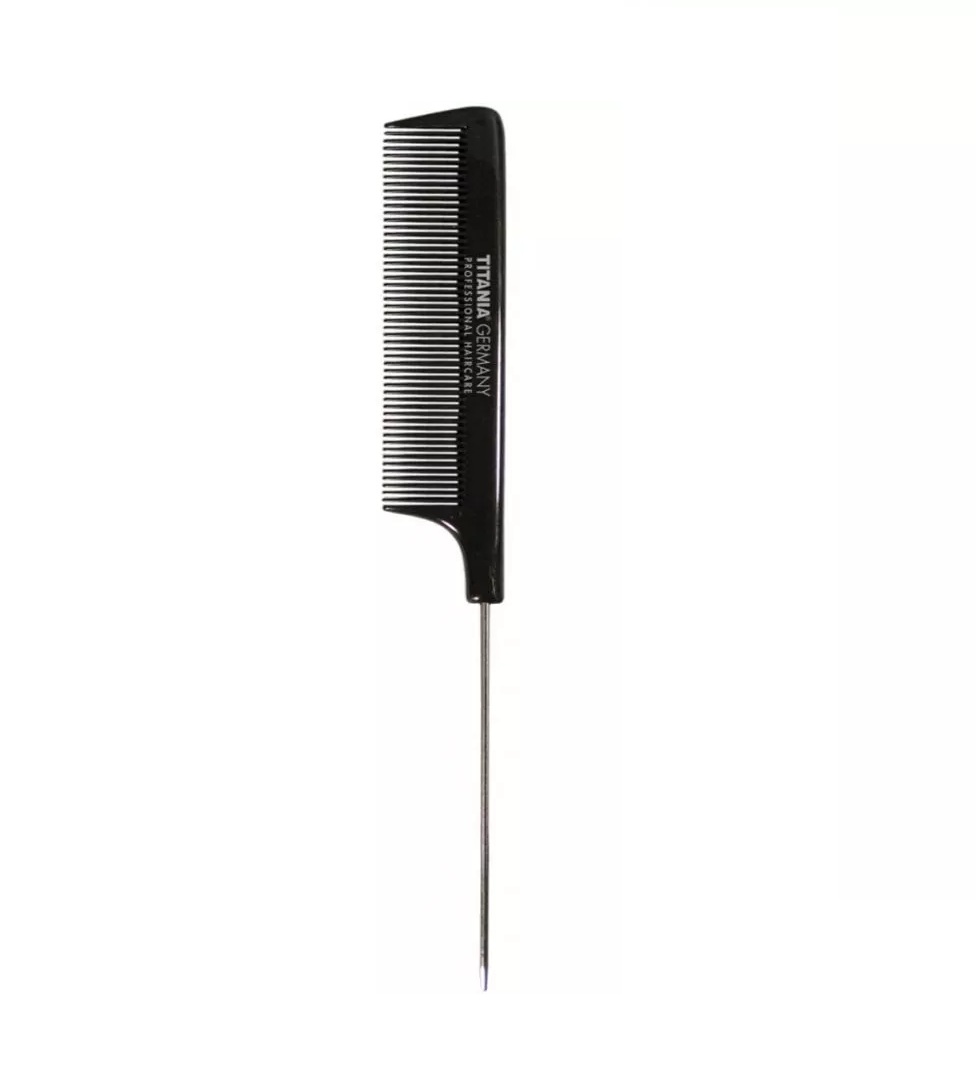 NEEDLE COMB, APPROX.21 CM, PRINTED, BLACK - РАСЧЕСКА ДЛЯ УКЛАДКИ ВОЛОС С ПЛАСТИКОВЫМ ХВОСТИКОМ, ДЛИНА 21 СМ., ЦВЕТ ЧЕРНЫЙ