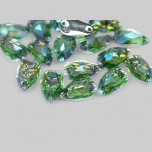 Стразы "капля", цвет "желто-зеленый", 24 шт., разм.2,2х3,5 мм