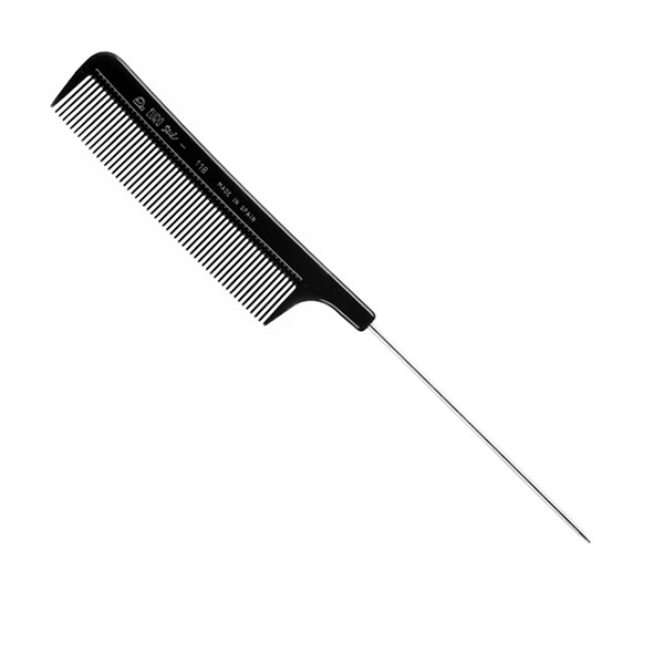 Расчёска "ES-118", с частыми зубьями и металлическим хвостиком, нейлон.