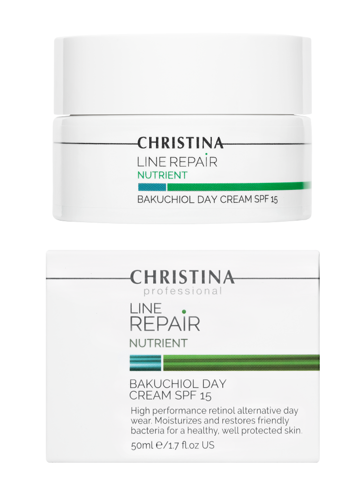 CHRISTINA Line Repair Nutrient Bakuchiol Day Cream SPF 15 - дневной крем с бакучиолом SPF 15, 50 мл.