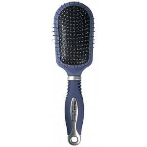 MASSAGE BRUSH, PARTLY RUBBER HANDLE, BLUE-GREY- ЩЕТКА МАССАЖНАЯ ДЛЯ ВОЛОС НА РЕЗИНОВОЙ ОСНОВЕ 