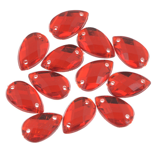 Стразы "капля", цвет красный, 24 шт., разм.2,2х3,5 мм