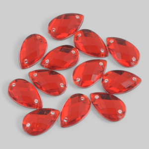 Стразы "капля", цвет красный, 24 шт., разм.2,2х3,5 мм