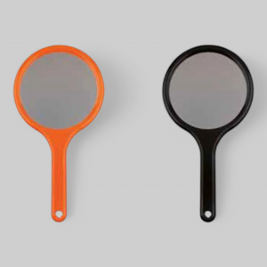 Зеркало двухстороннее, простое и с 2-кратным увеличением, круглое с ручкой, размер 28,5x14,5cм.