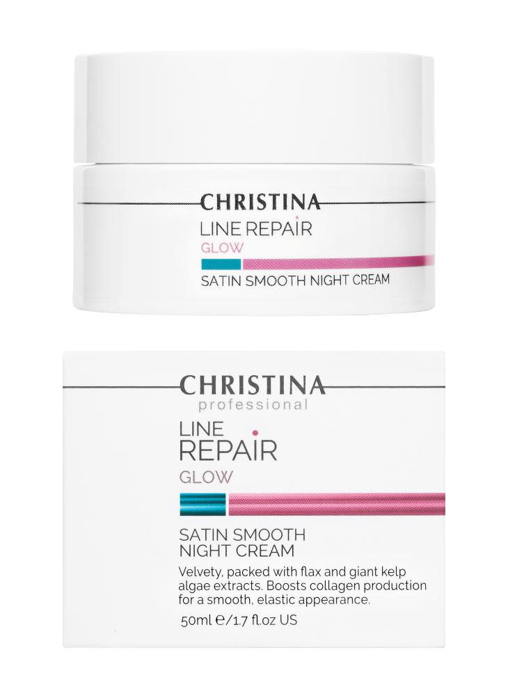 CHRISTINA Line Repair Glow Satin Smooth Night Cream - разглаживающий ночной крем «Сатин», 50 мл.