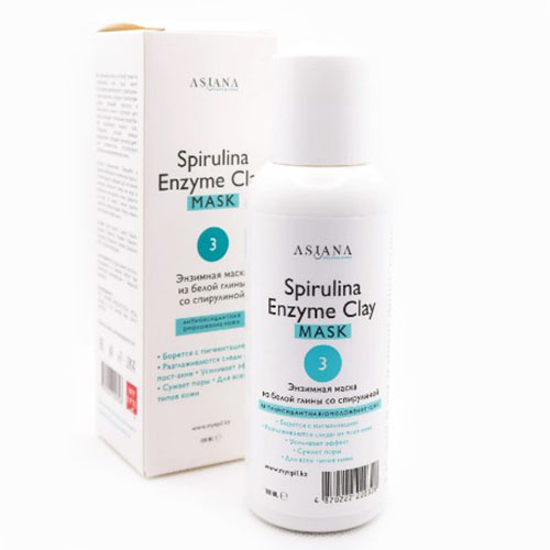 SPIRULINA ENZYME CLAY MASK (Энзимная маска из белой глины со спирулиной) "ASIANA PROFESSIONAL" 