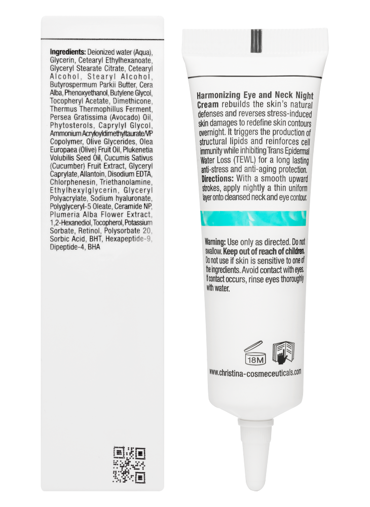 CHRISTINA Unstress Harmonizing Eye & Neck Night Cream - гармонизирующий ночной крем для кожи вокруг глаз и шеи, 30 мл. УЦЕНКА