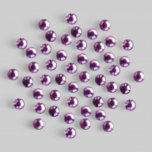 Стразы круглые гладкие, цвет "аметист", 24 шт., диам.1,5 мм