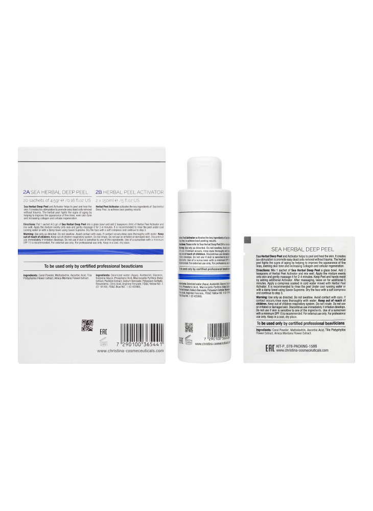 CHRISTINA Rose de Mer Sea Herbal Deep Peel kit - набор для пилинга (20 саше порошка + 2 активатора), kit