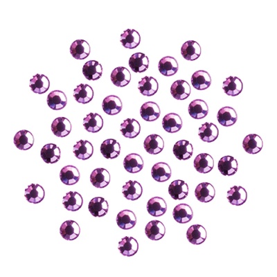 Стразы круглые гладкие, цвет "аметист", 24 шт., диам.1,5 мм