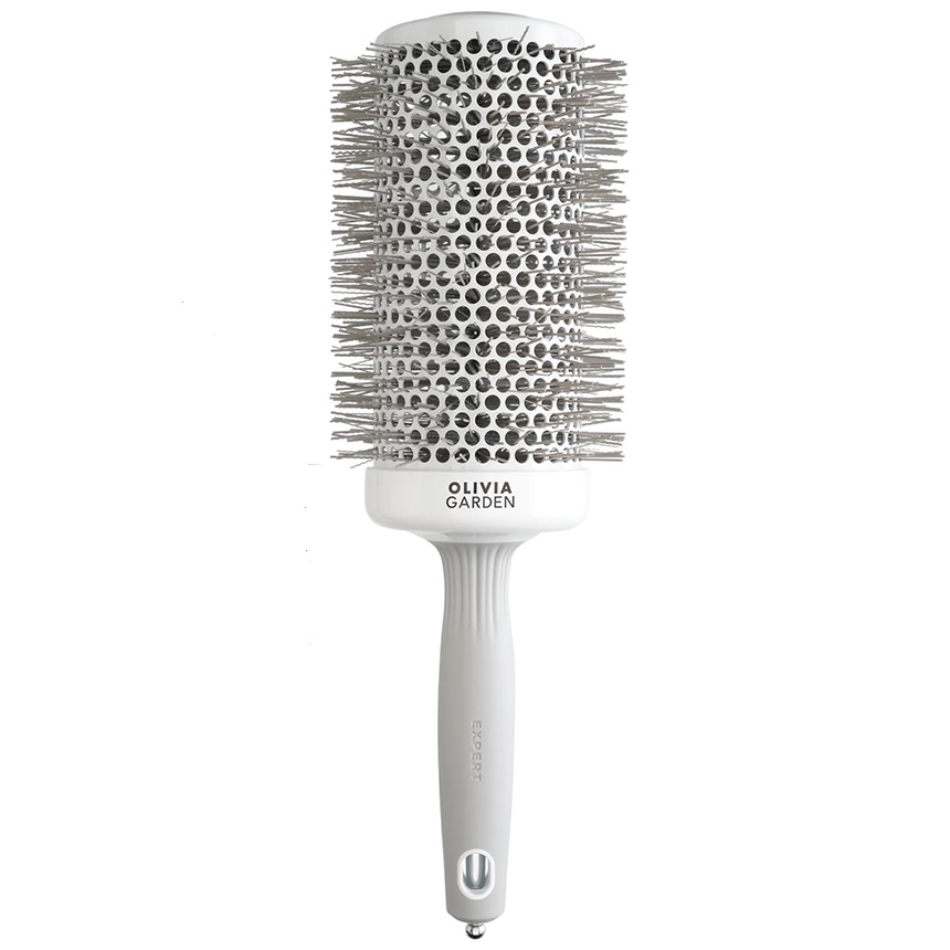 Olivia Garden Expert Blowout Speed Wavy Bristles White & Grey 65 - термобрашинг для волос серый, 65 мм.