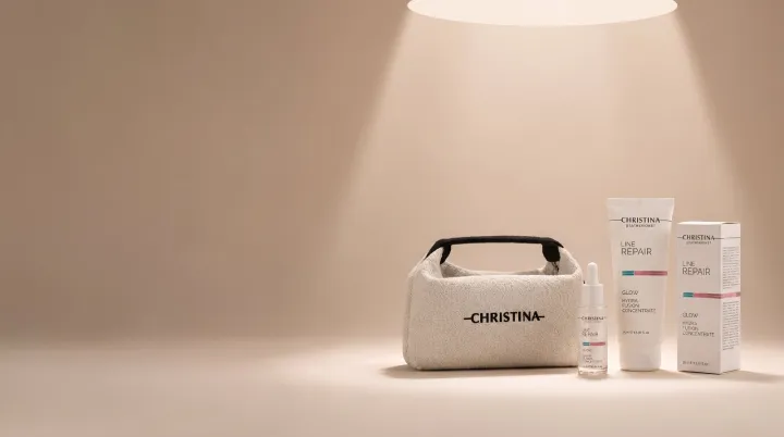 Косметичка и сыворотка в подарок — Очищение + дневной крем CHRISTINA