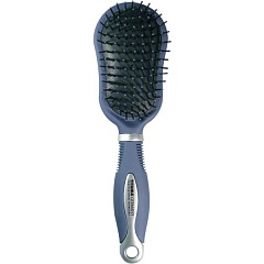 Массажная щетка для волос на резиновой основе, с пластиковыми зубьями, 9 рядов, длина 23,5см. (матово-синяя)