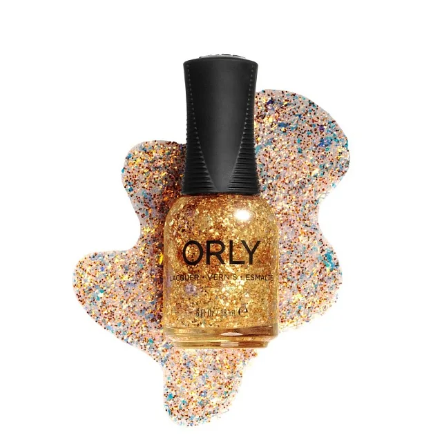 ORLY® LAQ US .6 Fl. Oz. / Oz. Liq. 18 mL e GOLDEN HOUR-ЛАК ДЛЯ НОГТЕЙ, ЗОЛОТОЙ С БЛЕСТКАМИ, 18 МЛ.