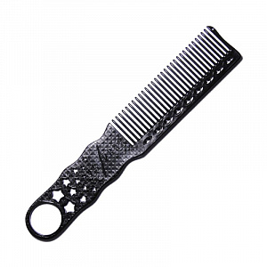 BARBER COMB BLACK (SOFT CARBON) - Расческа для стрижки под машинку, с ручкой, карбоновая, с антистат