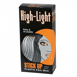 Бумага для окраски волос "HI LITE STICK UP", на клейкой основе, с прозрачным верхним слоем, 20х9 см 200 шт.