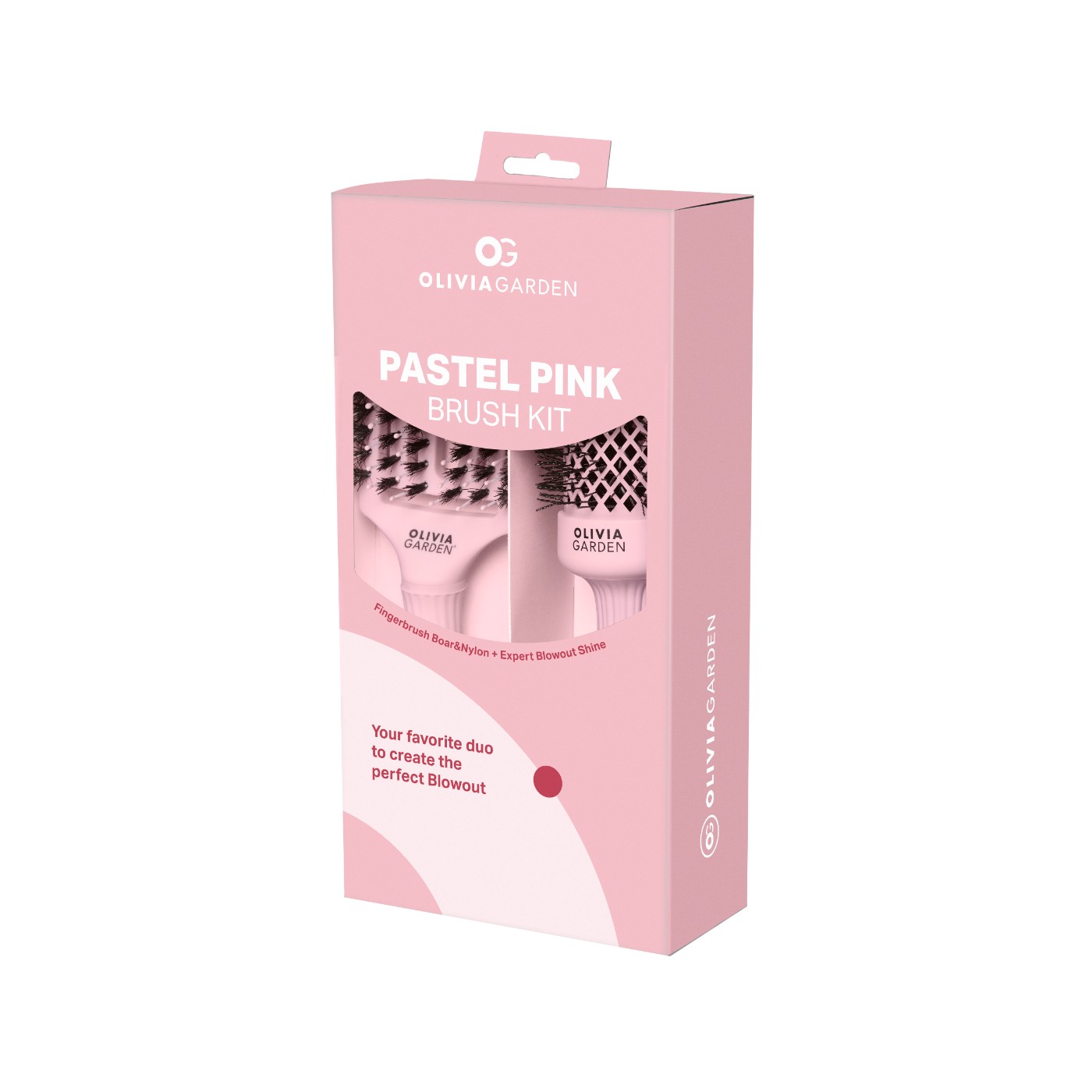 Pastel Pink Brush 2Pc Kit (Shine +Fingerbrush)Набор -Термобрашинг Pastel Pink Brush+Массажная щетка