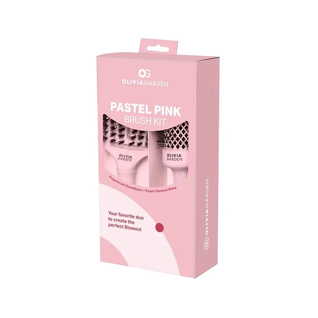 Pastel Pink Brush 2Pc Kit (Shine +Fingerbrush)Набор -Термобрашинг Pastel Pink Brush+Массажная щетка