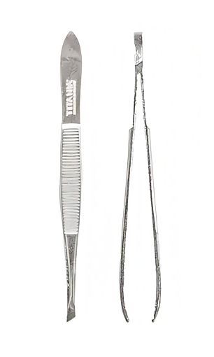 TWEEZERS SET, GOLD SATIN FINISH, 1x SLANTED 9,5 CM, 1x SPLINTER 5 CM - Пинцет со скошенными кончиками + пинцет с острыми кончиками