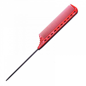 TAIL COMB METAL TAIL RED - Расчёска для окрашивания с металлическим хвостиком, пластиковая, красная,