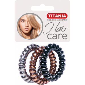 SPIRAL HAIR TIE, 5 CM., 3 PCS, PALE PINK, PALE ORANG, GRAY - РЕЗИНКА ДЛЯ ВОЛОС 3ШТ., СПИРАЛЬНАЯ