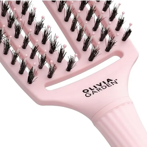 FINGERBRUSH Care Iconic Boar&Nylon Pastel Pink M-Массажная щётка Care Iconic Boar&Nylon, розовая Med