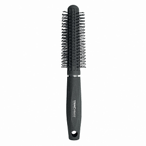 ROUND BRUSH, WITH BRISTLES, BLACK/SILVER, RUBBER HANDLE - БРАШИНГ ДЛЯ УКЛАДКИ