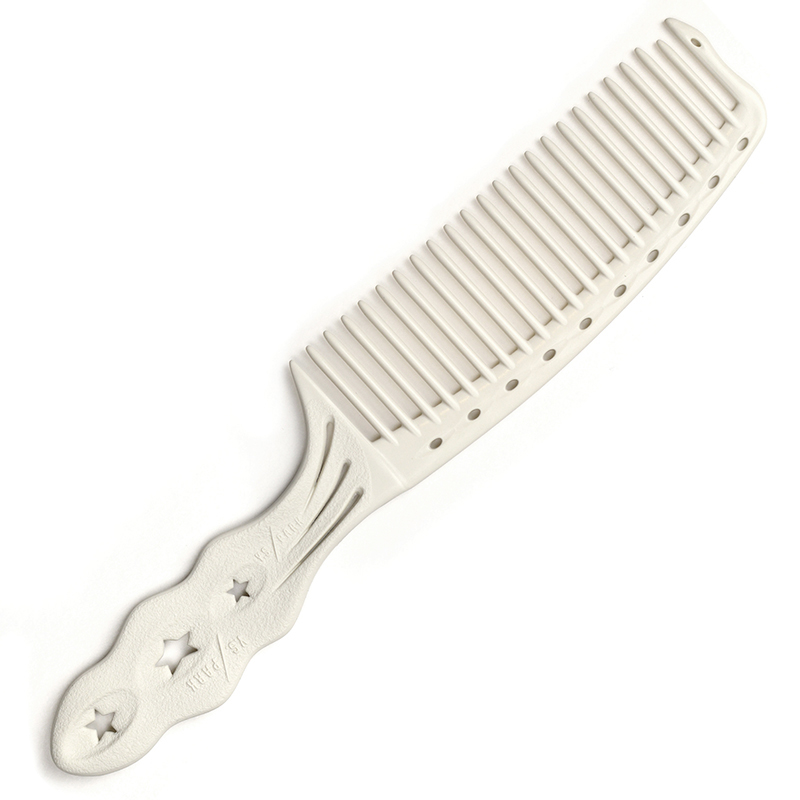 HALF MOON COMB WHITE - Расческа для стрижки Полумесяц с частыми зубчиками, белая, длина 198 мм