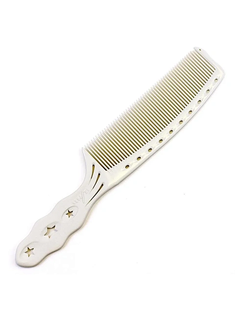 HALF MOON COMB WHITE-Расческа для стрижки Полумесяц с частыми зубчиками, белая, длина 198 мм.