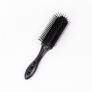 Щётка для волос  "T09 Air Styler", нейлоновая щетина, 9 рядов, с вентиляционными отверстиями, с пластиковой ручкой, длина 225мм, черный карбон