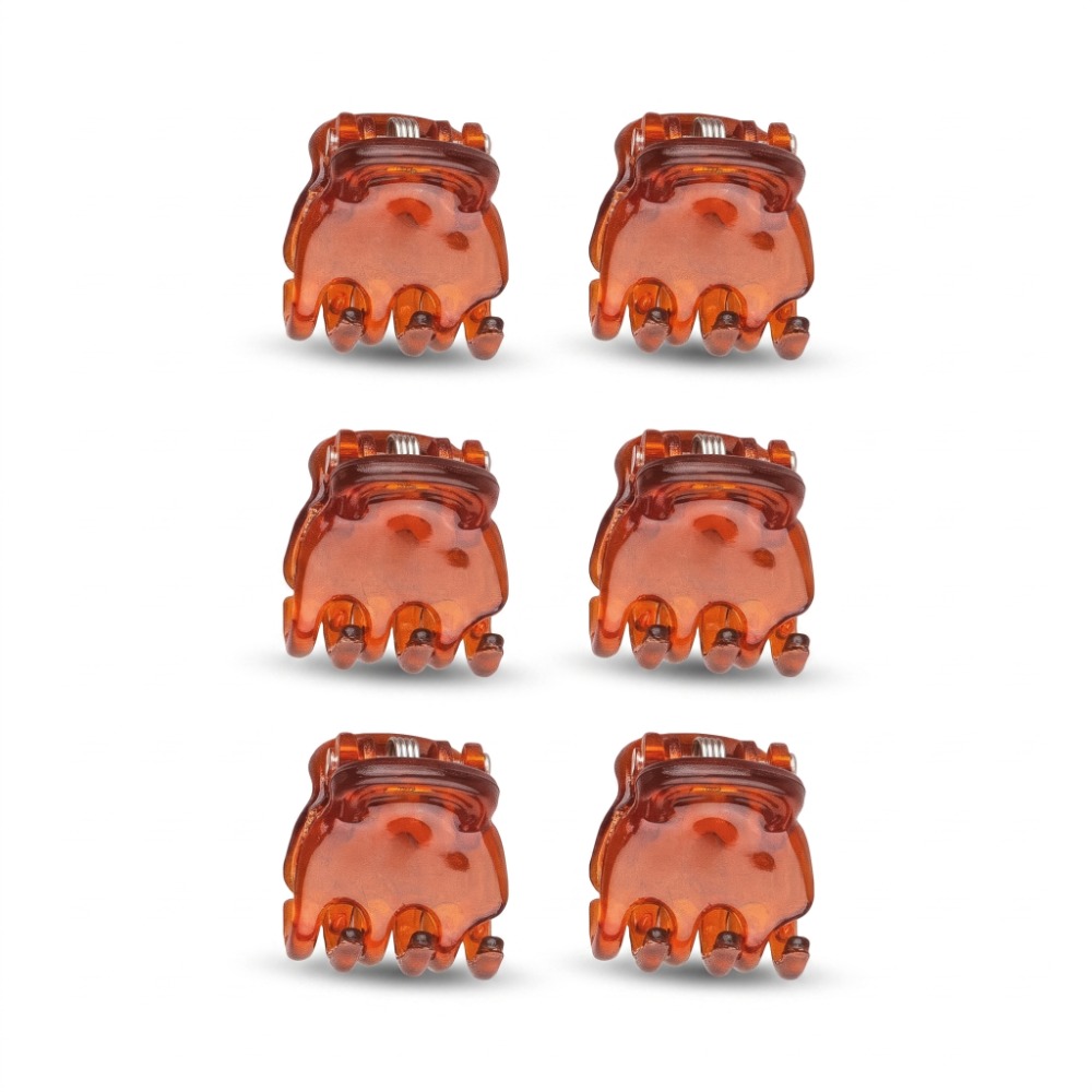 PRONG CLIP, EXTRA SMALL, 6 PCS., BROWN - Зажимы для волос