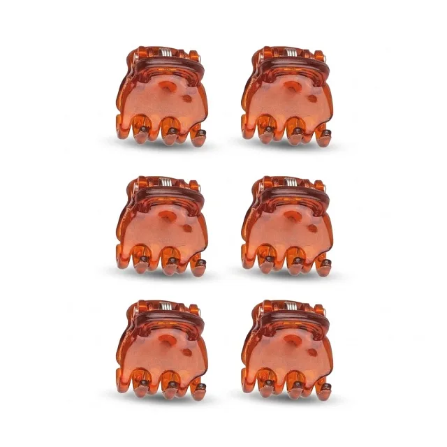 PRONG CLIP, EXTRA SMALL, 6 PCS., BROWN - Зажимы для волос