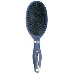 Массажная щетка для волос на резиновой основе, с пластиковыми зубьями, 11 рядов, длина 26см. (матово-синяя)
