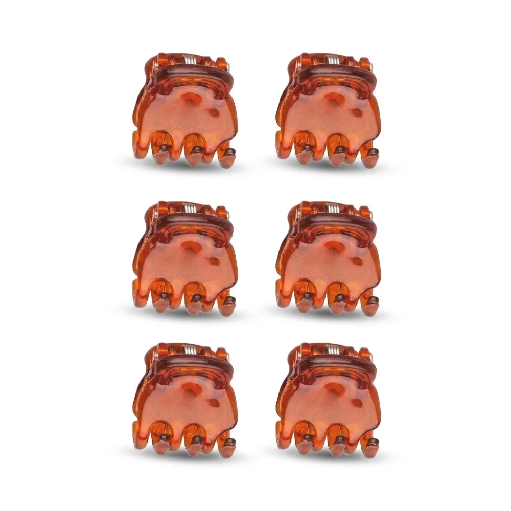 PRONG CLIP, EXTRA SMALL, 6 PCS., BROWN - Зажимы для волос