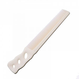 SOFT TYPE BARBER COMB WHITE - Расческа для стрижки под машинку, с ручкой, пластиковая, белая, длина 