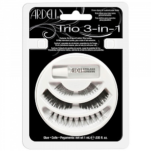 Набор "TRIO 3-IN-1", состоит 10 средних пучковых ресниц, подиумных моделей № 101 и 301 плюс клей для пучковых ресниц 1мл.