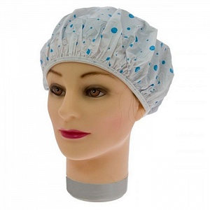SHOWER CAP PLASTIC DOTS - Шапочка для душа, пластиковая