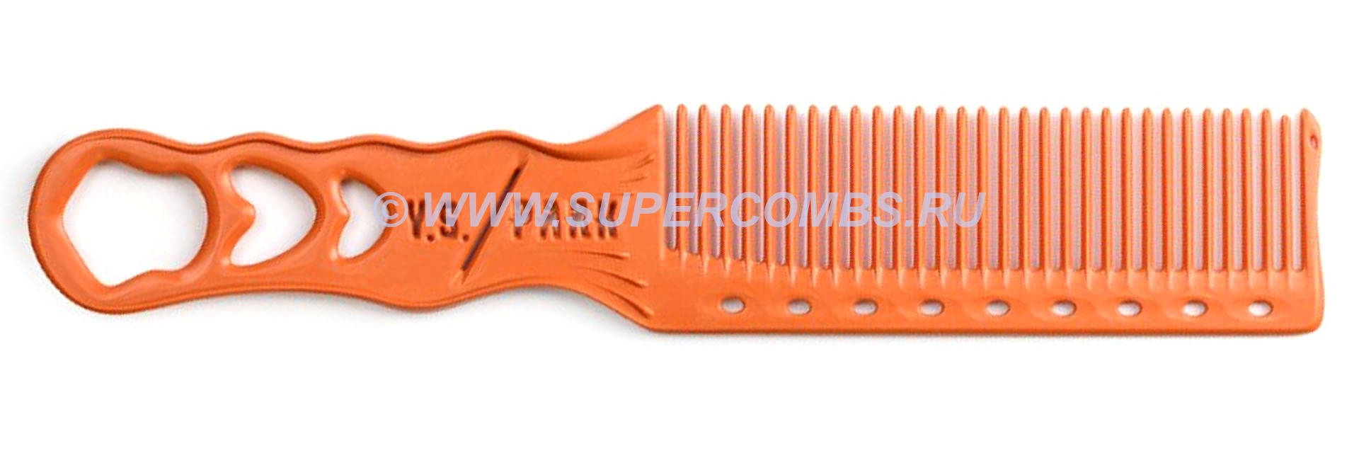 HALF MOON COMB ORANGE -Расческа для стрижки ножницами и под триммер, оранжевая, длина 195 мм.