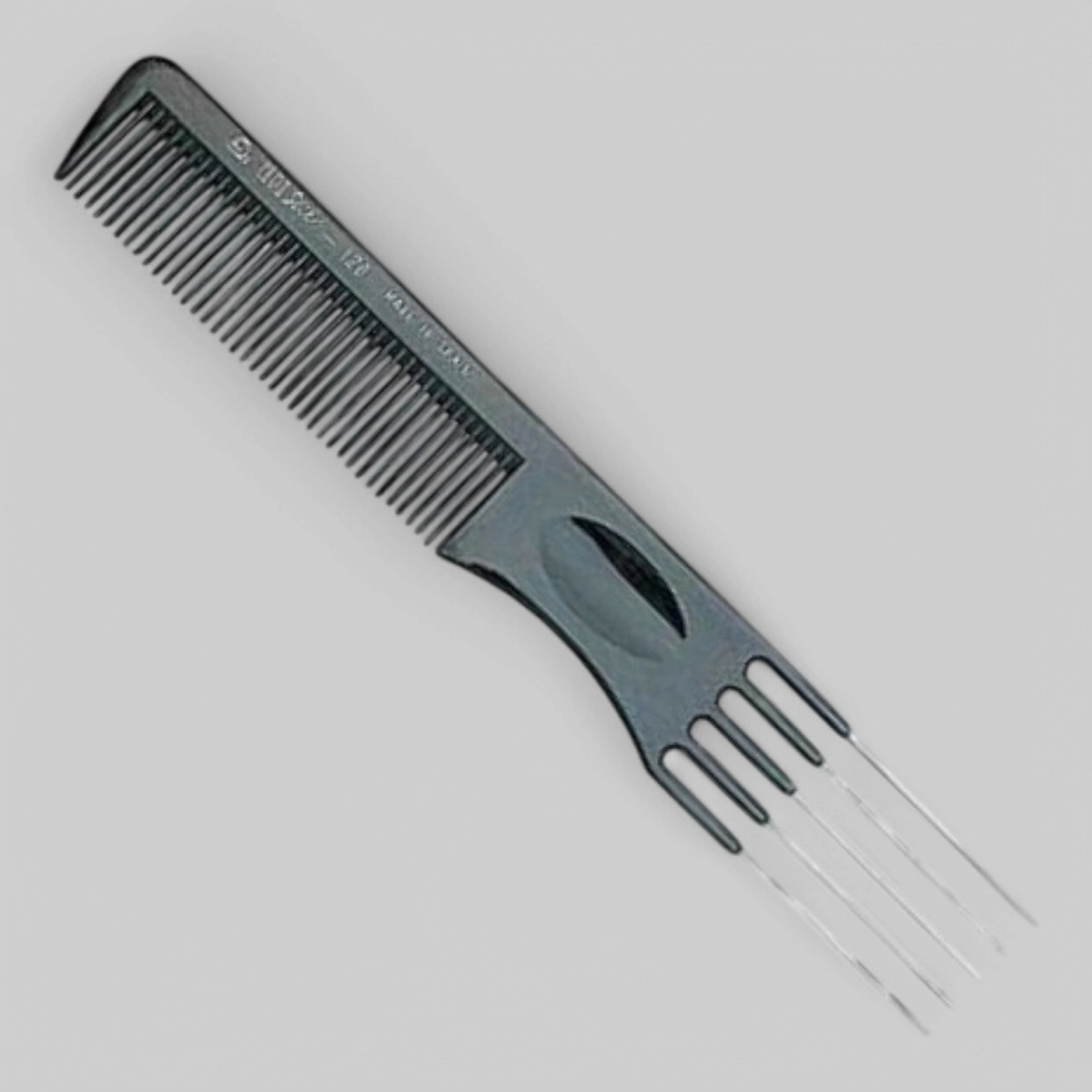 Расчёска "ES-128", для укладки волос с металлической вилкой, нейлон.