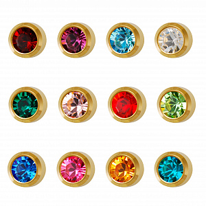 MAXI ASST. BIRTHSTONE-Смешанная дюжина позолоченный
