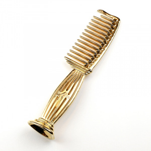 LUXURY COLLECTION COMB GOLD - Расческа металлическая Парфенон с подставкой, Коллекция Люкс