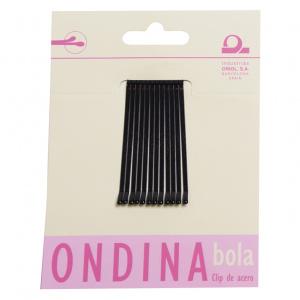 CARD 12 CLIPS BALL'‘ONDINA" BLK 50 MМ - НЕВИДИМКИ ДЛЯ ВОЛОС