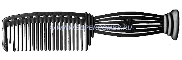 TINT COMB&BRUSH BLACK -  Гребень с ручкой "Parthenon", с ручкой, с закругленными зубьями, длина 250м
