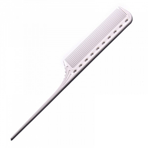 TAIL COMB PLASTIC TAIL WHITE - РАСЧЁСКА ДЛЯ ОКРАШИВАНИЯ С ХВОСТИКОМ, ПЛАСТИКОВ, БЕЛАЯ, 216 ММ.