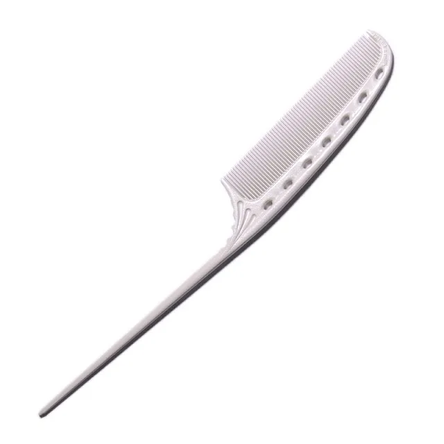 TAIL COMB WHITE - Расческа для окрашивания с хвостиком, пластиковая, изогнутая, белая, длина 178мм.