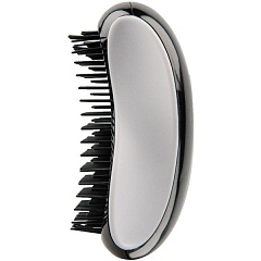 Щетка для распутывания влажных волос, эргономная форма, пластиковые зубья, без ручки, длина 11см. (бело-черная)