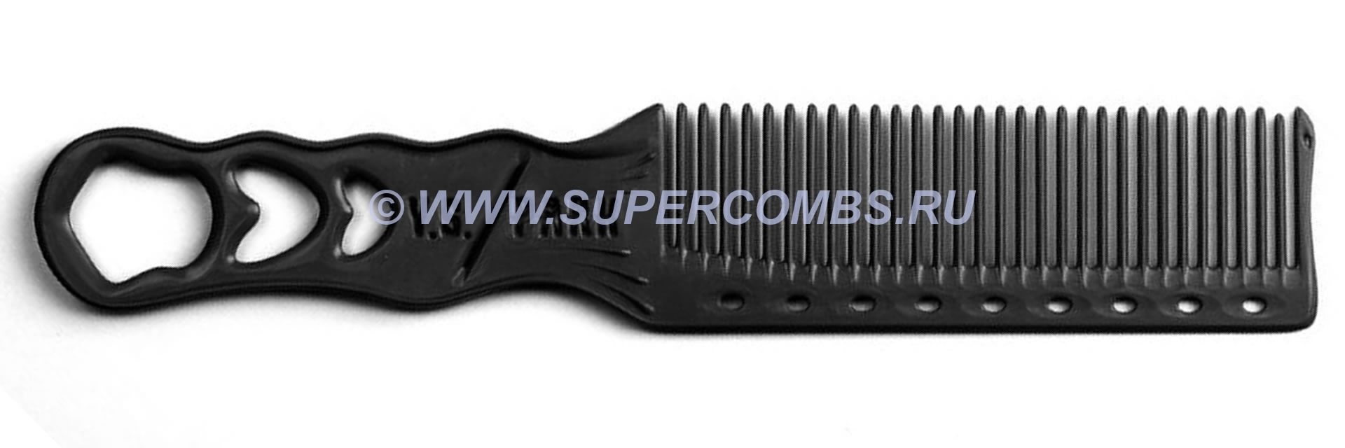 HALF MOON COMB BLACK -Расческа для стрижки ножницами и под триммер, чёрная, длина 195 мм