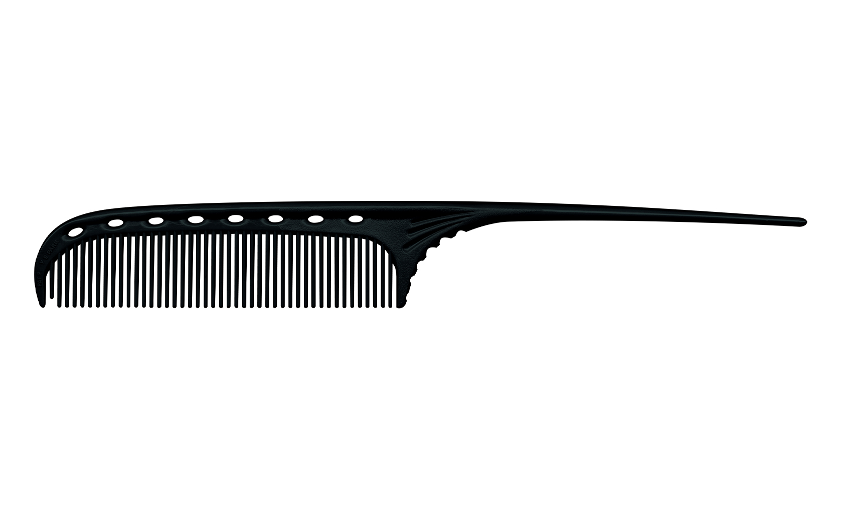 TAIL COMB PLASTIC TAIL CARBON BLACK-Расческа для укладки с хвостиком, пластиковая, чёрная, длина 193